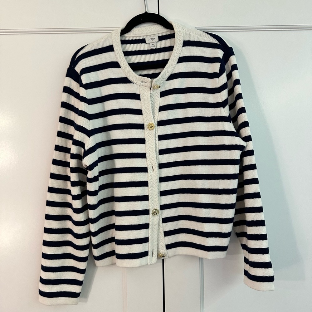 J.Crew Navy and Cream Striped Knit